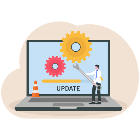Employee doing system repair  Illustration