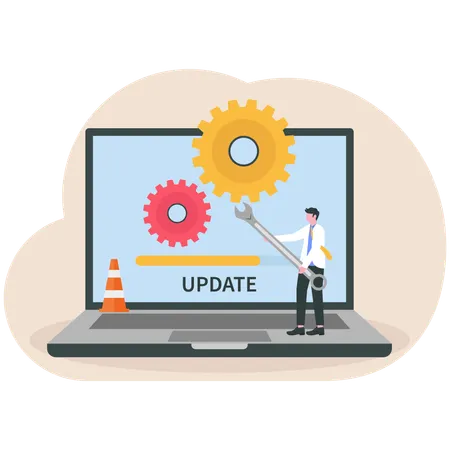 Employee doing system repair  Illustration