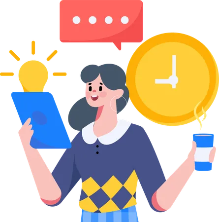 Employee doing task management  Illustration