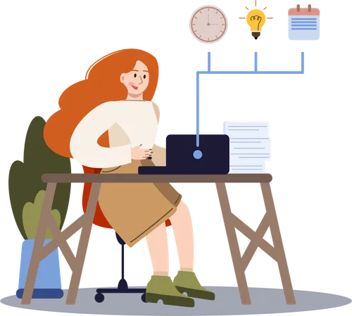 Employee doing task management  Illustration