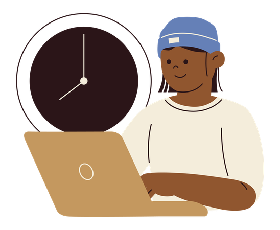 Employee doing time management  Illustration