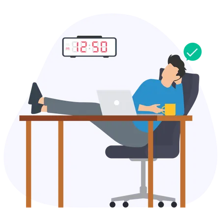 Employee doing time management  Illustration