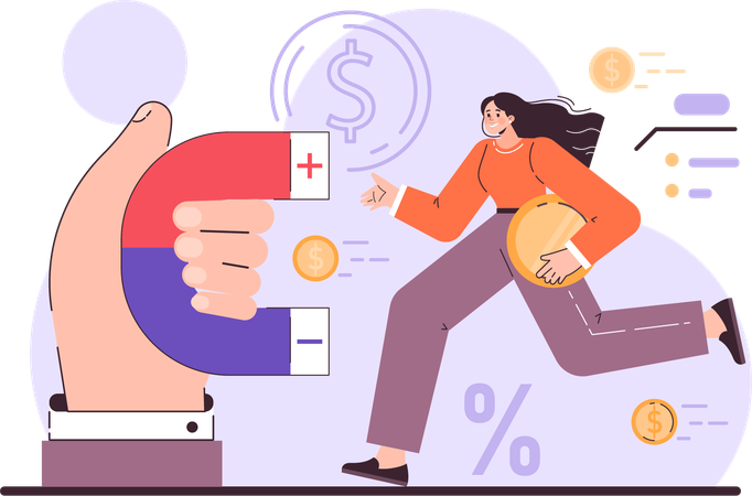 Employee doing user attraction  Illustration