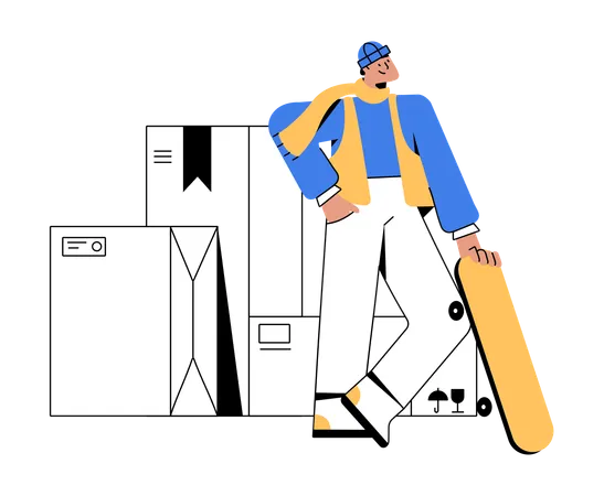 Employee doing warehouse management  Illustration