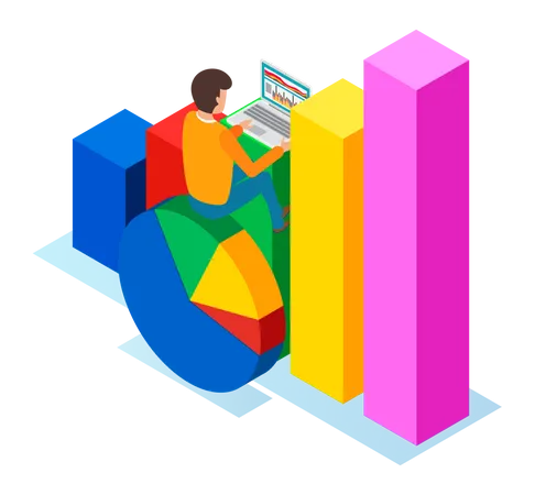Visualize With Business Analytics People Work With Statistical Data Analysis Changing Indicators Employees Analyze Statistical Indicators Business Data Characters Work With Marketing Research Illustration