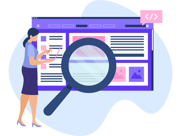 Employee doing Web Search analysis  Illustration