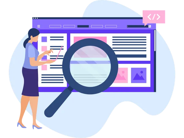 Employee doing Web Search analysis  Illustration