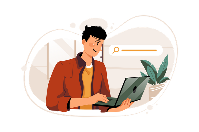 Employee doing web surfing from home  Illustration