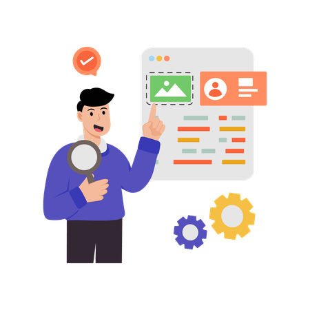 Employee doing Web Testing  Illustration