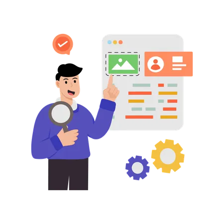 Employee doing Web Testing  Illustration