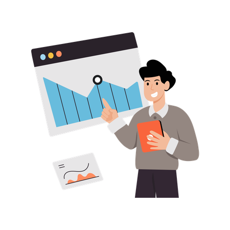 Employee doing Web Traffic Analysis  Illustration