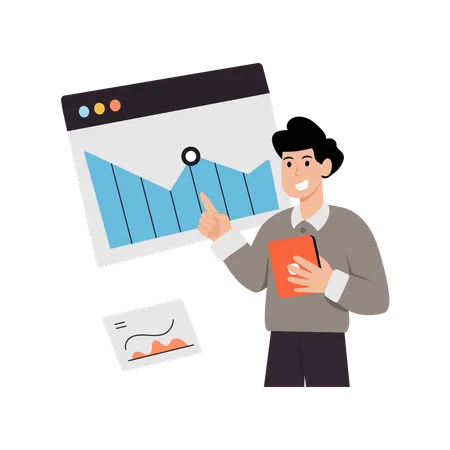 Employee doing Web Traffic Analysis  Illustration