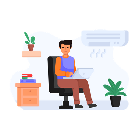 Employee doing work from home  Illustration