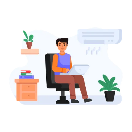 Employee doing work from home  Illustration