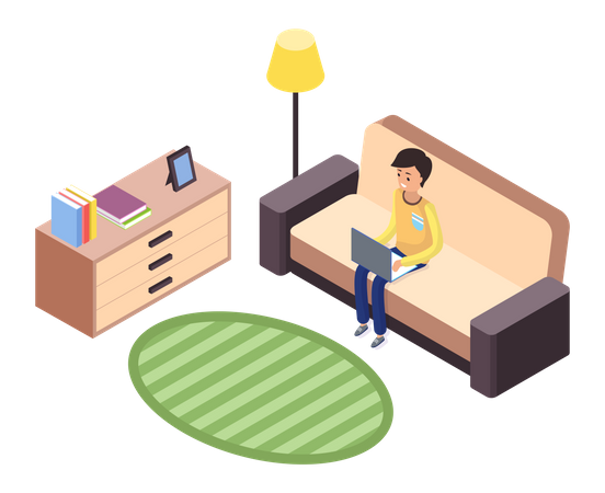 Employee doing work from home  Illustration