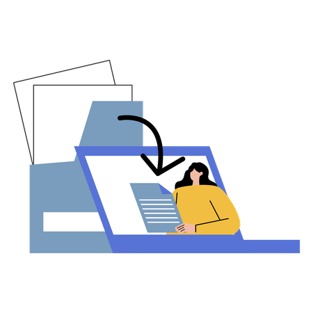 Employee downloading server files  Illustration