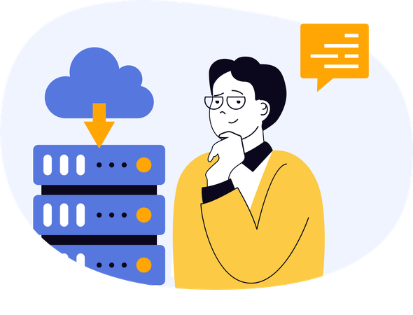 Employee downloads file from cloud  Illustration