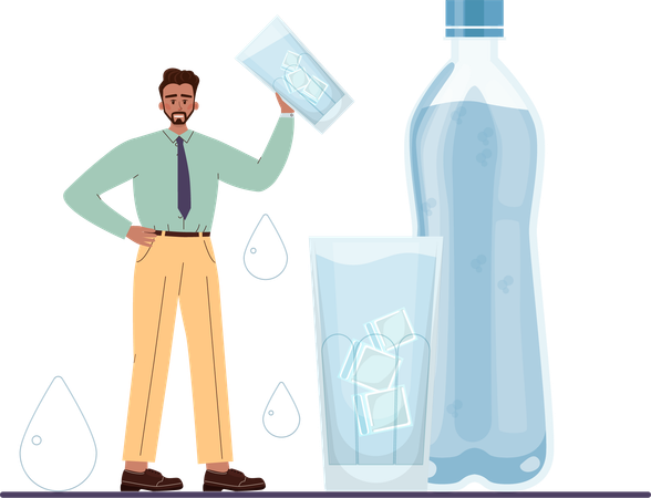 Employee drinks water  Illustration