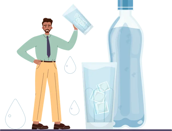 Employee drinks water  Illustration