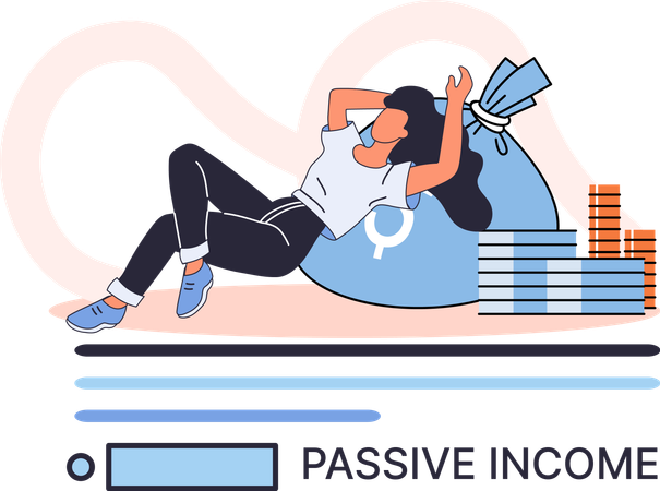 Employee earns passive income  Illustration