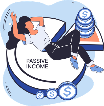 Employee enjoying passive income  Illustration