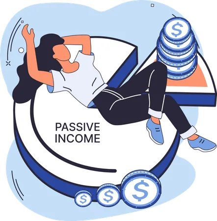 Employee enjoying passive income  Illustration