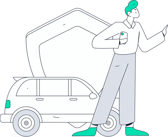 Employee ensures car protection  Illustration