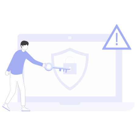 Employee ensures cyber security in system  Illustration