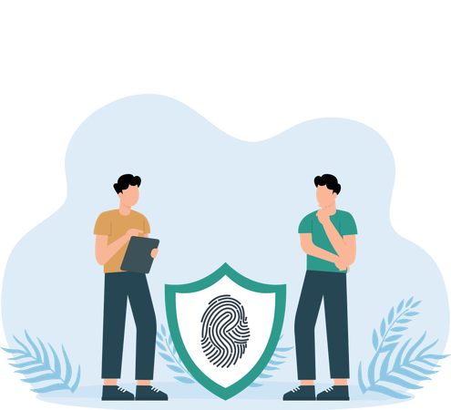 Employee ensures fingerprint security  Illustration