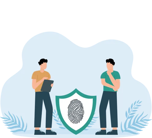 Employee ensures fingerprint security  Illustration