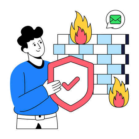 Employee ensures Firewall Security  Illustration