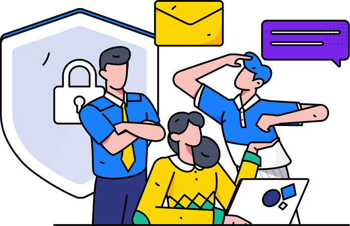 Employee ensures mail security  Illustration