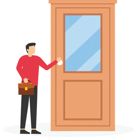 Employee enters in new office  Illustration