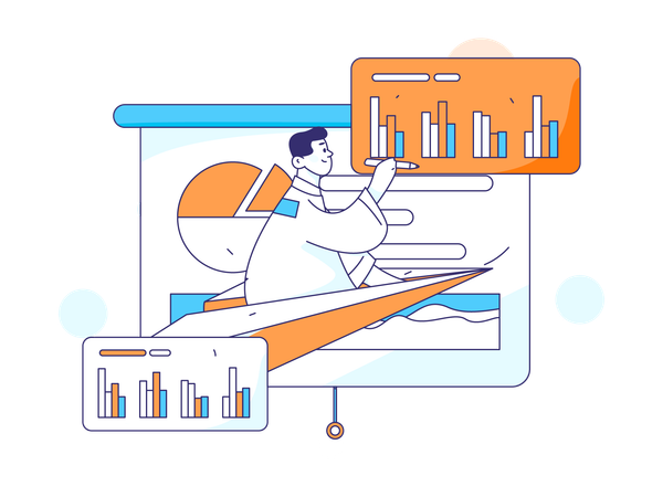 Employee explaining business analysis  Illustration