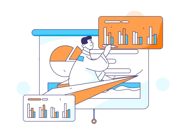 Employee explaining business analysis  Illustration