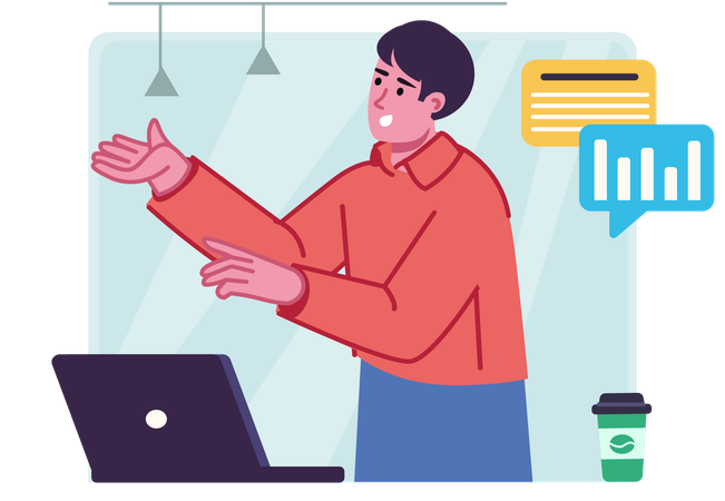 Employee explaining business data in meeting  Illustration