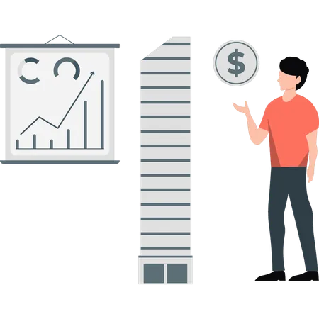 Employee explaining business graph  Illustration