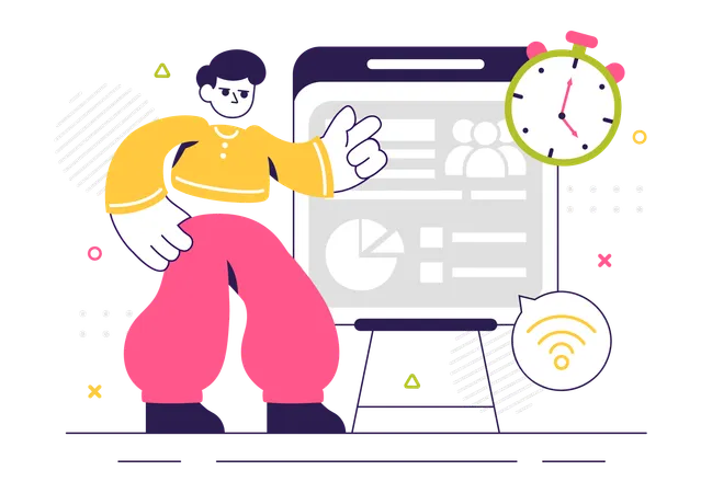 Employee explaining ERP Software System  Illustration