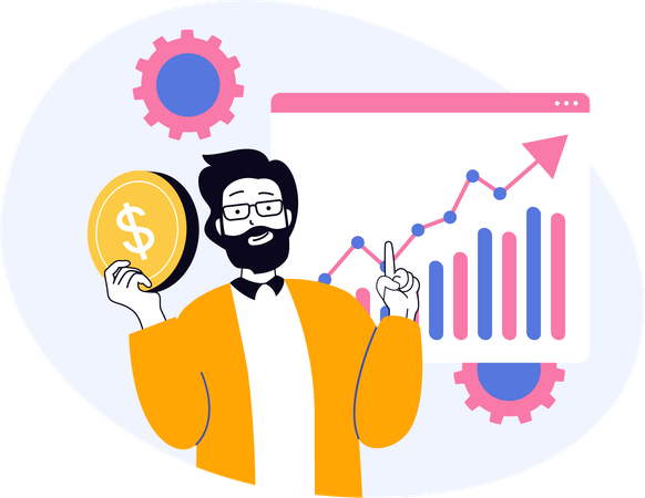 Employee explaining financial growth analysis in meeting  Illustration