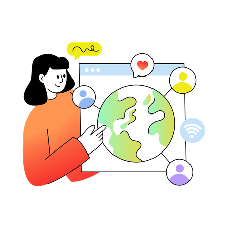 Employee explaining Global Network services  Illustration