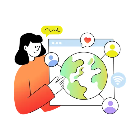 Employee explaining Global Network services  Illustration