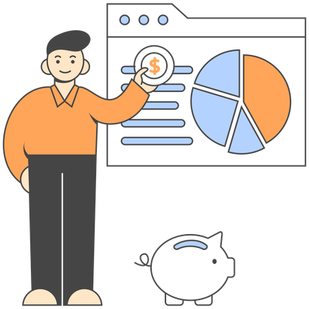 Employee explains business graphs  Illustration