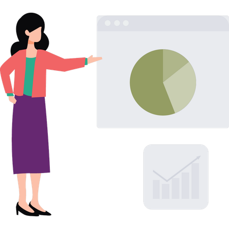 Employee explains business pie chart  Illustration