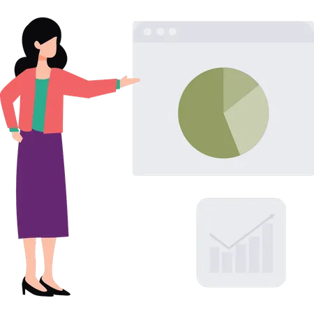 Employee explains business pie chart  Illustration