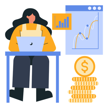 Employee explains financial data in meeting  Illustration