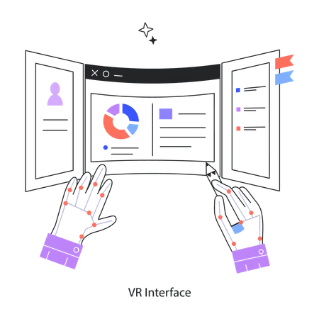 Employee Exploring Vr Interface  Illustration