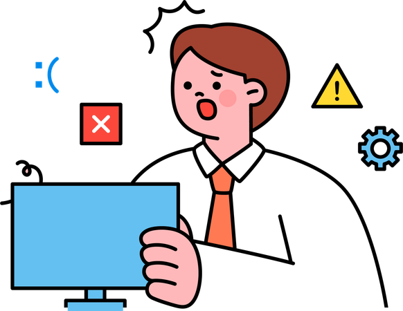 Employee faces cyber attack  Illustration