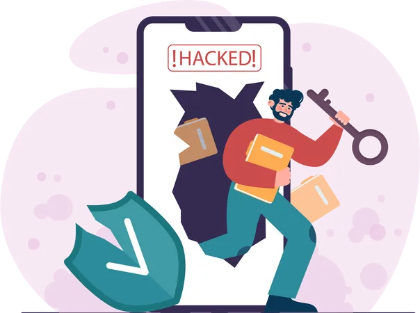 Employee faces cyber attack  Illustration