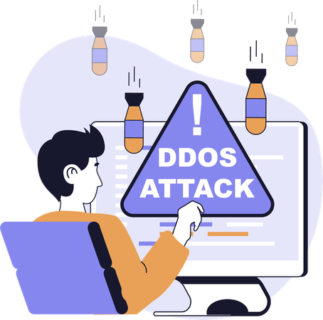 Employee faces DDOS attack in system  Illustration