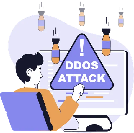 Employee faces DDOS attack in system  Illustration